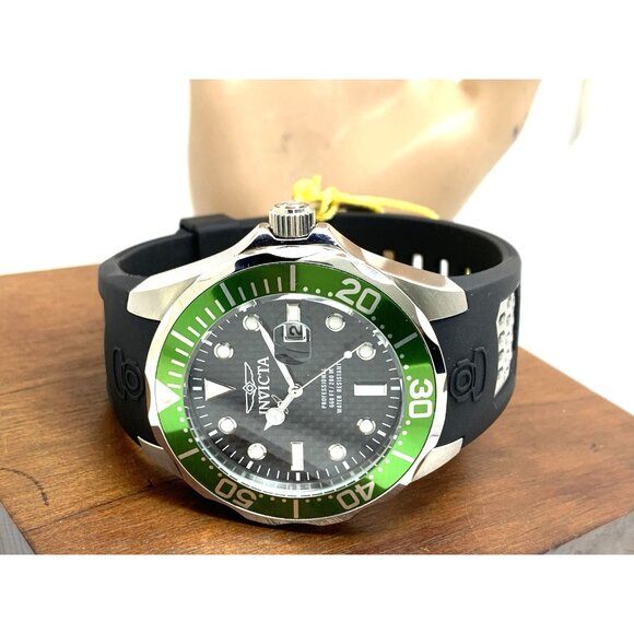 Invicta Men's Watch 12560 Pro Diver Quartz Black Dial Green Bezel Rubber Band - Picture 8 of 14